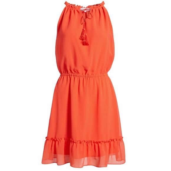 cupcakes & cashmere Poppy Red Damien Chiffon Dress size L NWT New - Picture 1 of 10